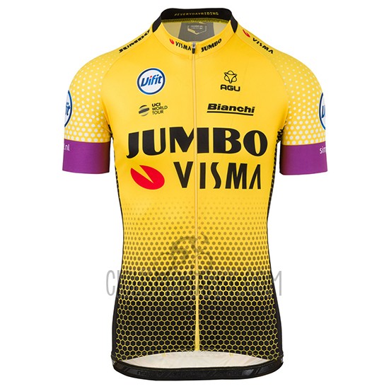 Jumbo Visma Cycling Jersey Bib Short 2019 Short Sleeve Yellow Black